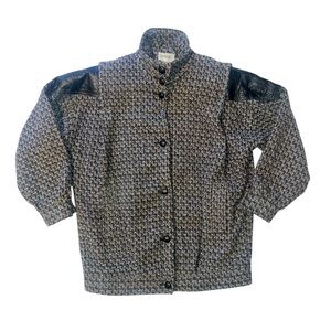 Vintage Crest Hollow Wool Blend Coat With Leather Trim Button Up Size 13/14